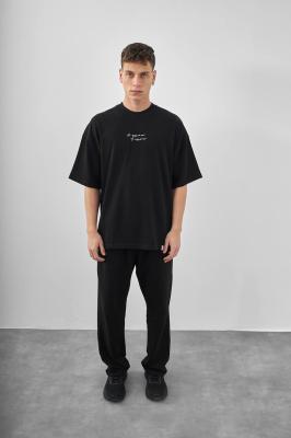 تي شيرت أوفر سايز أسود- Skull Flower